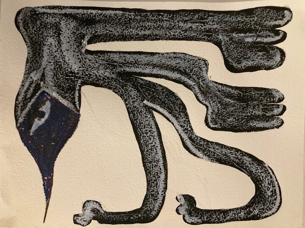 רותי דה פריס, ״כנפיים שמוטות״, אקריליק ופסטל על נייר, 30x40 ס"מ, 2021