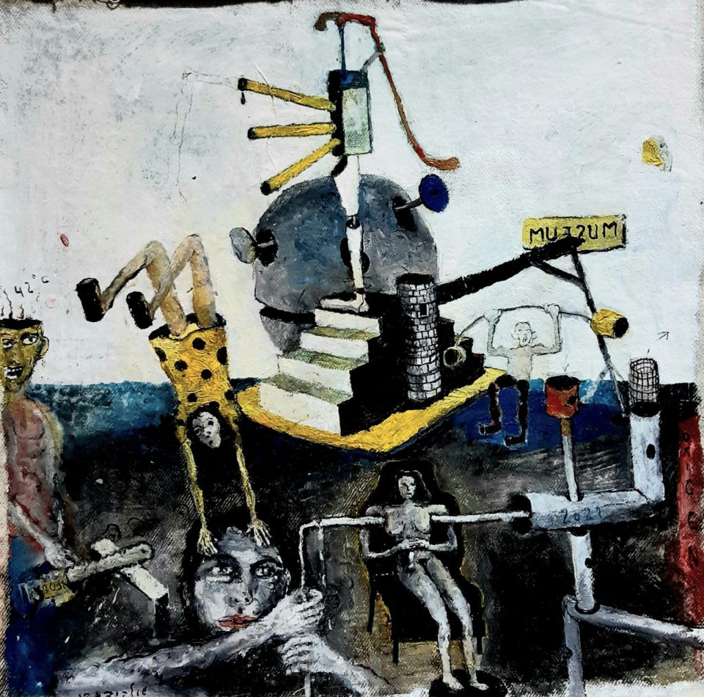 צבי טולקובסקי, "מקור החמצן", ציור שמן על כותנה, 38×38 ס״מ, 2021